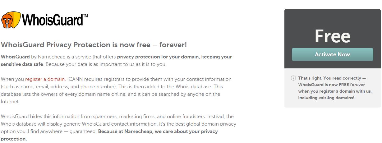 WhoisGuard Privacy Protection is now free – forever