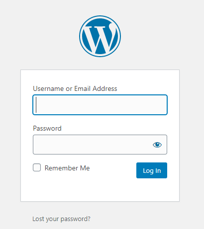 get WordPress login screen