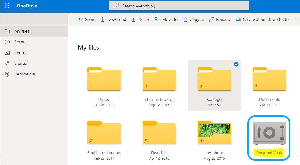 onedrive personal vault reddit