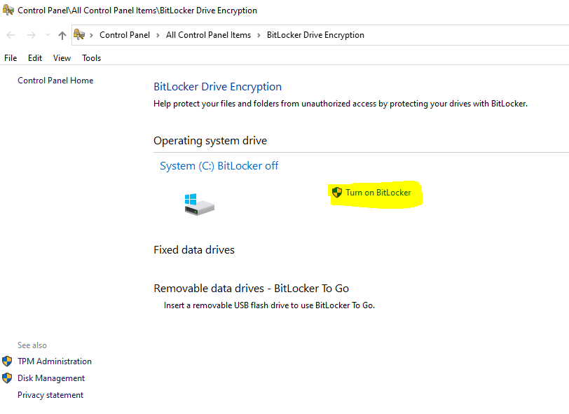 Bitlocker Recover Key (aka.ms/recoverykeyfaq)