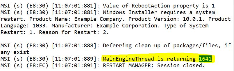 Log File of MSI Application where we get hard reboot Exit Code 1641 (ERROR_SUCCESS_REBOOT_INITIATED)